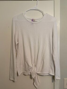 Women's White Tie-Front Top